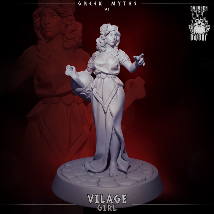 villaggio ragazza negozio Grecia greco npc 3D print model - Mito3D