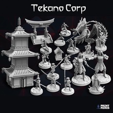 tekano corp collection - 18 sci-fi miniatures store dragon hero japan robot soldier terrain character tech mech andriod cyberpunk scenery npc geisha troops 3d print model - Mito3D