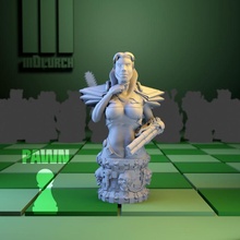 chess queen cyborg style store boardgame tabletob schach strategie nigin geselschaftsspiel chesboard 3d print model - Mito3D