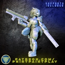 space lizard weapon specialist alien rpg sci-fi character miniature roleplaying tabletop 32mm lizardfolk starfinder reptileman vesk 3d print model - Mito3D