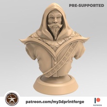 azir wind mage bust 75mm pre-supported fantasy model sculpture beard painting sculpt cape patreon dnd quality 3d print model - Mito3D
