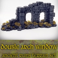 double arch window ancient ruins terrain set store fantasy rpg wargaming warhammer supportless scifi tabletop dnd scatter ageofsigmar terrainify 3d print model - Mito3D