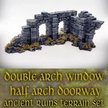 double arch window - arch door ancient ruins terrain set store ancient door terrain wargaming window supportless tabletop ruins dnd arch scatter terrainify 3d print model - Mito3D