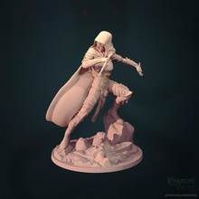 cultist assassin defending action fantasy female mask knife blade cult duel rogue cloak brotherhood hooded infiltrator wield stance 3d print model - Mito3D