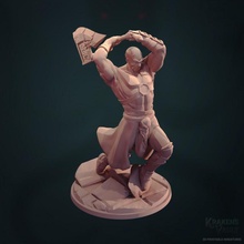 cultist axe berserker toys & games barbarian fighter mask strong cult brute chest muscle powerful bald greataxe savage attacking brutal bare waraxe warriorr 3d print model - Mito3D