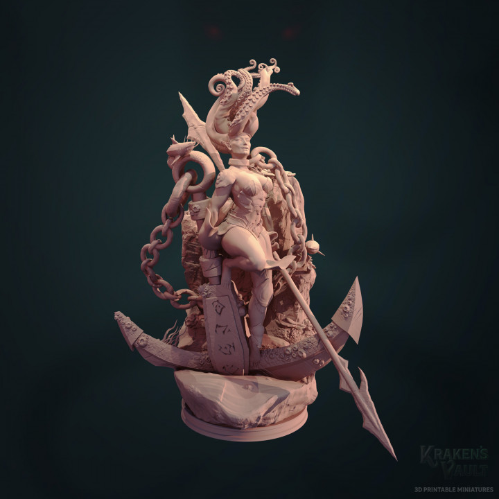 dama profundo juguetes juegos hembra Dios diosa Oceano mar agua ángel celestial ancla tentáculo submarino náutico adivinar arpón 3D print model - Mito3D