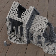 medieval arruinado Iglesia juguetes juegos 3d imprimible edificio fantasía interior terreno mesa d paisaje 3d print model - Mito3D
