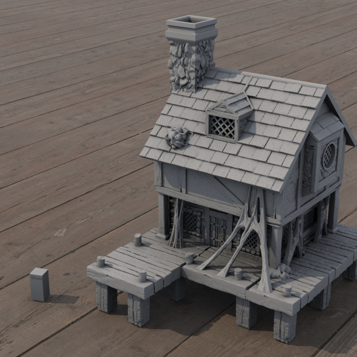 infestato medievale pescatore Casa giocattoli Giochi 3d stampabile edificio fantasia interni terreno tavolo d scenario 3D print model - Mito3D