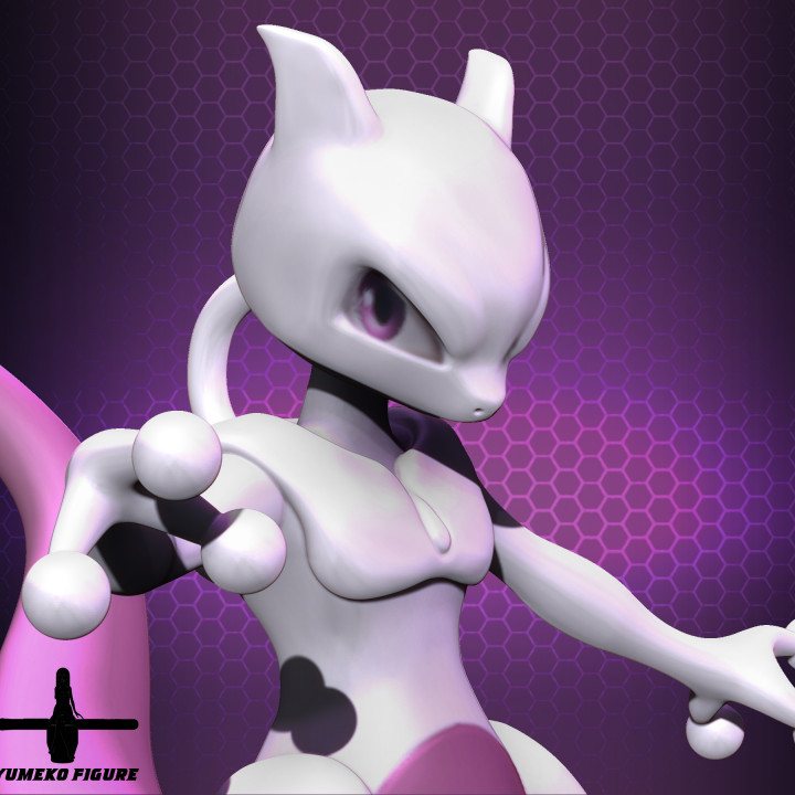 mewtwo figura 3d nintendo impresión imprimible anime manga miniaturas pokemon estatua miniatura video game 3dfigure figure3d 3D print model - Mito3D