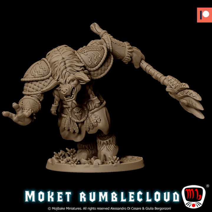 moket Rumblecloud Guerreiro pre supported loja América modular minis nativo Tauren pré suportado mojibake 3D print model - Mito3D