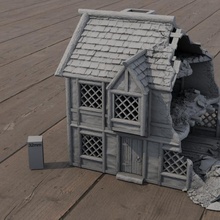 ruined medieval library 3d printable building fantasy interior terrain tabletop d&d scenery 3d print model - Mito3D