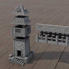 medieval torre Tienda 3d imprimible edificio fantasía interior terreno mesa d paisaje 3d print model - Mito3D