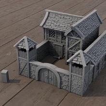 medieval quartel 3d imprimível construção fantasia interior terreno tampo mesa d cenário 3d print model - Mito3D
