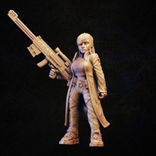 cyber sniper female punk rpg sci-fi miniature tabletop cyberpunk wargame cyborg bandit thug outlaw 3d print model - Mito3D