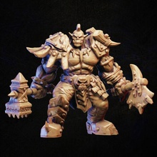 ork warrior dual axes barbarian fantasy hero monster orc rpg character miniature tabletop wargame 3d print model - Mito3D