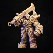 Ork Krieger beidhändig Schwert Geschäft Barbar Fantasie Held Monster Rollenspiel Charakter Miniatur Tischplatte Kriegsspiel 3d print model - Mito3D