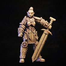 ork female barbarian twohanded sword store fantasy hero monster orc rpg warrior character miniature tabletop wargame 3d print model - Mito3D