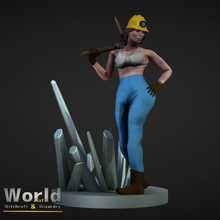 molly fern - miner- witchcraft & wizardry toys games female figurine human lady pick rpg sexy wizard miner women miniature crystal tabletop boobs dnd pathfinder pickaxe mines busty sexyworker 3d print model - Mito3D