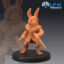 bunny rogue rabbit dagger warrior rodent bandit toys & games easter fantasy medieval monster rpg warhammer enemy tabletop dungeon encounter dnd pathfinder npc 3d print model - Mito3D