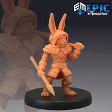 bunny spearman rabbit spear warrior rodent bandit toys & games easter fantasy medieval monster rpg warhammer enemy tabletop dungeon rogue dnd pathfinder npc 3d print model - Mito3D