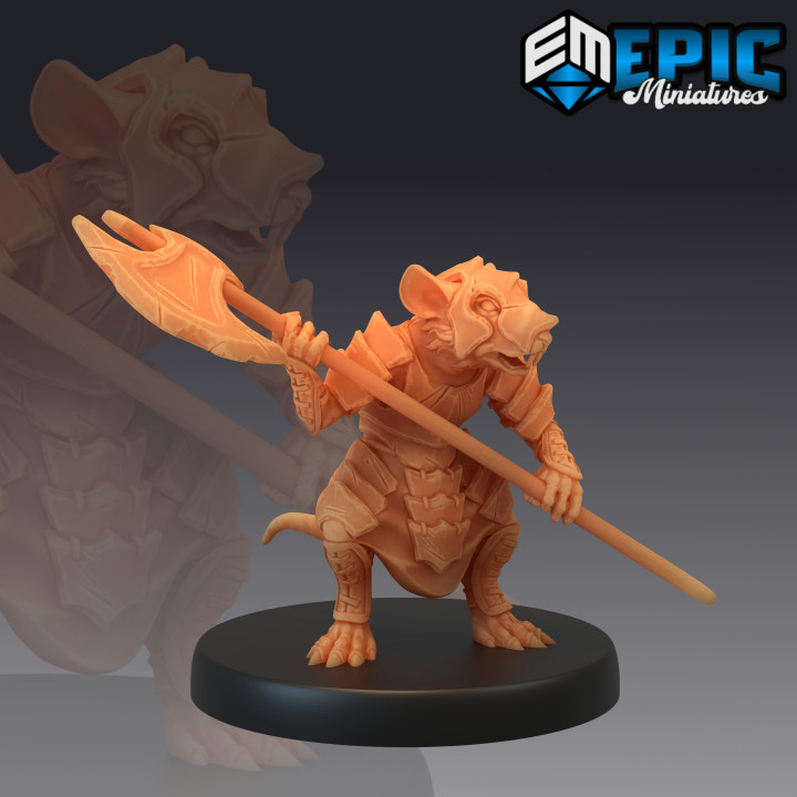 Ratte Volk bewachen Rattenvolk Hellebarde Nagetier Ritter Spielzeuge Spiele Fantasie mittelalterlich Monster Rollenspiel Kriegshammer Maus Feind Tischplatte Verlies dnd 3D print model - Mito3D