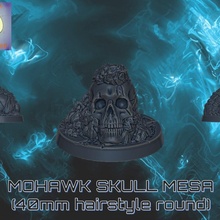 mohawk skull mesa 40mm toys & games human mini miniatures rock scifi base 3d print model - Mito3D