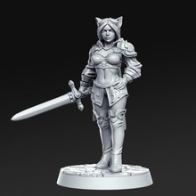 ambar - female cat soldier 32mm dnd toys & games rpg sword rn estudio 3d print model - Mito3D