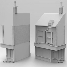 carnicería edificio modelo vias ferreas arquitectura puerta fdm escala miniatura Sla ferrocarril panadería plano ho piso 3d print model - Mito3D