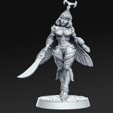 nina - female hunter 32mm dnd bug monster sword twins rn estudio bettle 3d print model - Mito3D