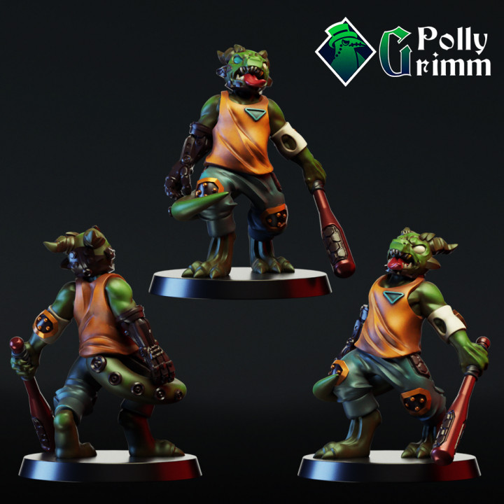 sci Kobold extraterrestre lézard berserker bate fantaisie Jeu mini monstre guerrier arme personnage miniature jeu plateau table cyberpunk PNJ implant 3D print model - Mito3D