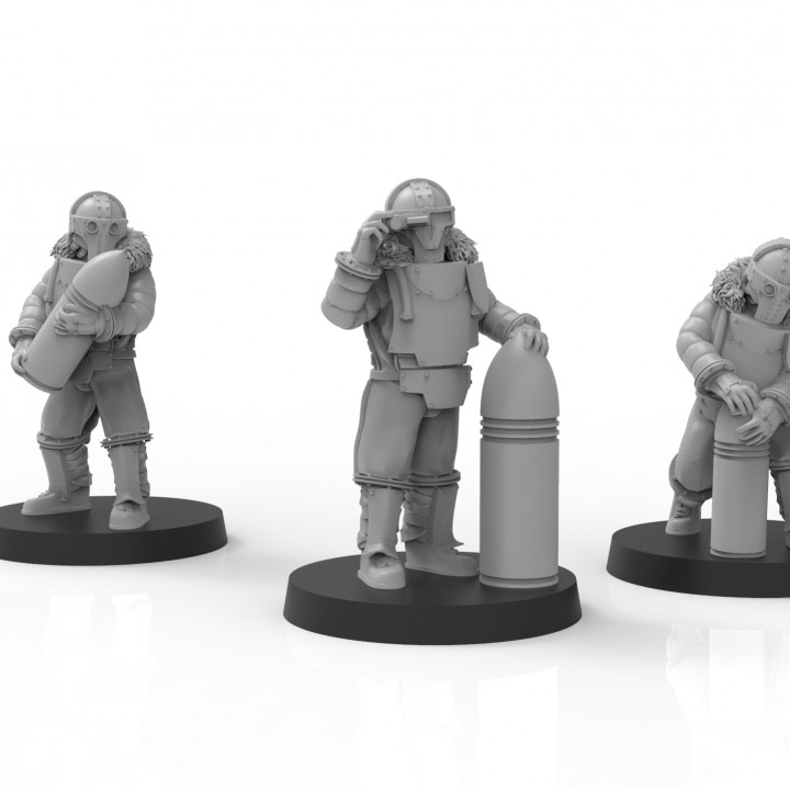 lunar auxilia artilharia equipe técnica pré suportado loja solar infantaria 28mm 3D print model - Mito3D