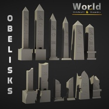 12 obeliscos conjunto decoración Egipto Roma escala terreno magia miniatura 32mm acento belisk faraón 3d print model - Mito3D