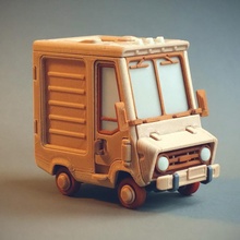 porquinho furgão jr carro desenho animado brinquedo montagem construção cofrinho auto postal Entrega clicknap Stepvan 3d print model - Mito3D