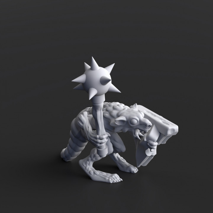 ratfolk - mace 05 pre-supported skaven 3D print model - Mito3D