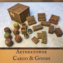 sky islands aethertowne cargo & goods store terrain working props trade scatter commerce 3d print model - Mito3D
