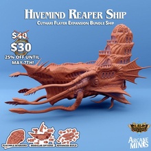 airship - hivemind reaper toys & games alien boat brain creature dragon dragons dungeons fantasy monster rpg ship magic steampunk flying mind tentacle squid dungeon spell d&d 28mm dnd grid 35mm hive monstrous playable 3d print model - Mito3D