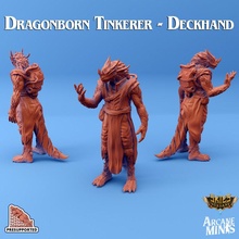 dragonborn tinkerer - deckhand toys & games dragon dragons dungeons mini steampunk dungeon 28mm 35mm airship 32mm 5e crew presupported pre-supported arcanapunk magipunk magitech sordane skies 3d print model - Mito3D