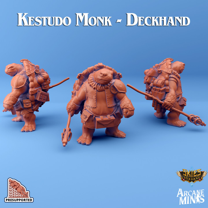 kestudo monk - deckhands toys & games dragon dragons dungeons steampunk staff dungeon 28mm 35mm airship 32mm tortle 5e crew presupported pre-supported arcanapunk magipunk magitech sordane skies deckhand 3D print model - Mito3D