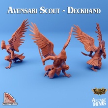 avensari scout - deckhand toys & games bird dragon dragons dungeons blades steampunk dual dungeon d&d 28mm dnd 35mm birdman 32mm 5e presupported pre-supported arcanapunk magipunk magitech sordane skies dual-blades 3d print model - Mito3D