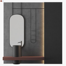 modern gri banyo 06 mimari tuvalet wc lavabo musluk 3d print model - Mito3D