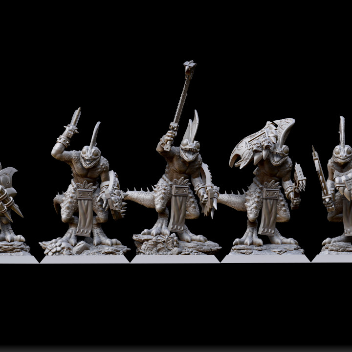 scinco cacciatori spada giocattoli Giochi warhammer uomini lucertola ageofsigmar aos serafone raventwinminiatures 3D print model - Mito3D