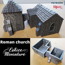 eglise romano 28mm gioco guerra giocattoli Giochi warhammer miniatura Chiesa arredamento scenario eskice chapelle romain batiment 3d print model - Mito3D