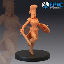 gladiator female running roman slave warrior colosseum encounter fantasy girl medieval rome rpg warhammer woman enemy tabletop dungeon dnd npc pathdfinder 3d print model - Mito3D