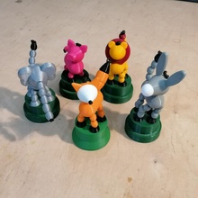 zusammenbrechen Tier Spielzeuge Tiere Esel Fuchs Kinder Löwe Schwein einfach ziehen Versammlung Elefant 3d print model - Mito3D