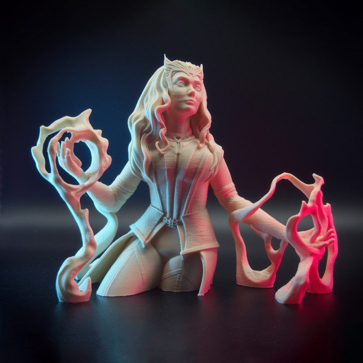 écarlate sorcière buste femelle figurine héros merveille super femme personnage bandes dessinées fanart Wanda wandavision 3D print model - Mito3D