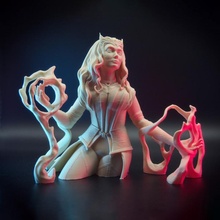 escarlata bruja busto hembra figurilla héroe maravilla superhéroe mujer personaje historietas arte fan wanda wandavision 3d print model - Mito3D