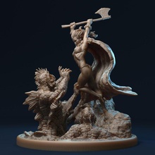 vanathea fights deep toys & games axe fighter girl kit warrior diorama heroine seamonster deepone 3d print model - Mito3D
