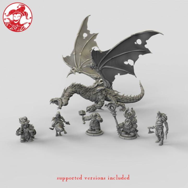 anões bárbaro goblin Dragão agrupar 4 borda masmorras fantasia jogos mini miniaturas rpg anão tampo mesa d pre supported swargard 3D print model - Mito3D