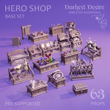 hero shop - base set store decoration environment fantasy furniture terrain treasure props weapons boardgame tabletop d&d dnd scenery pnp scatter potions assets presupported 3d print model - Mito3D