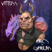 vittuss orc bust fantasy monster miniature 3d print model - Mito3D